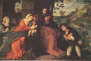 Palma Vecchio The Adoration of the Shepherds with a Donor (mk05) china oil painting reproduction